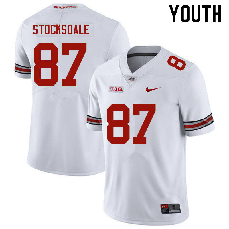 Ohio State Buckeyes Reis Stocksdale Youth #87 White Authentic Stitched College Football Jersey
